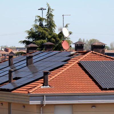 Solar Panels for renewable electrical energy production. Alternative energy concept